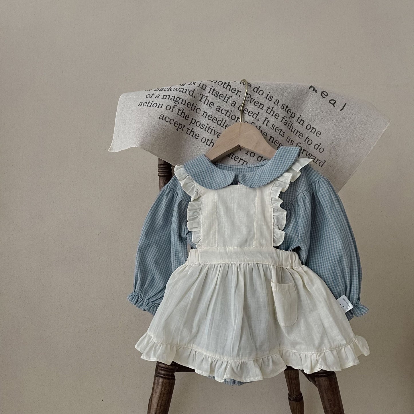 Baby Girl Plaid Romper with Suspender Skirt Set