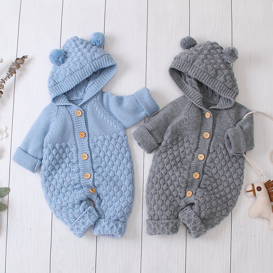 Baby Hooded Knitted Jumpsuit