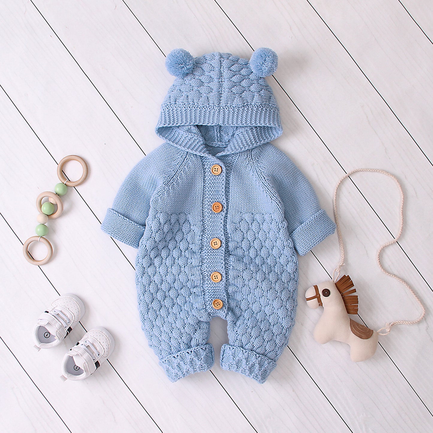 Baby Hooded Knitted Jumpsuit
