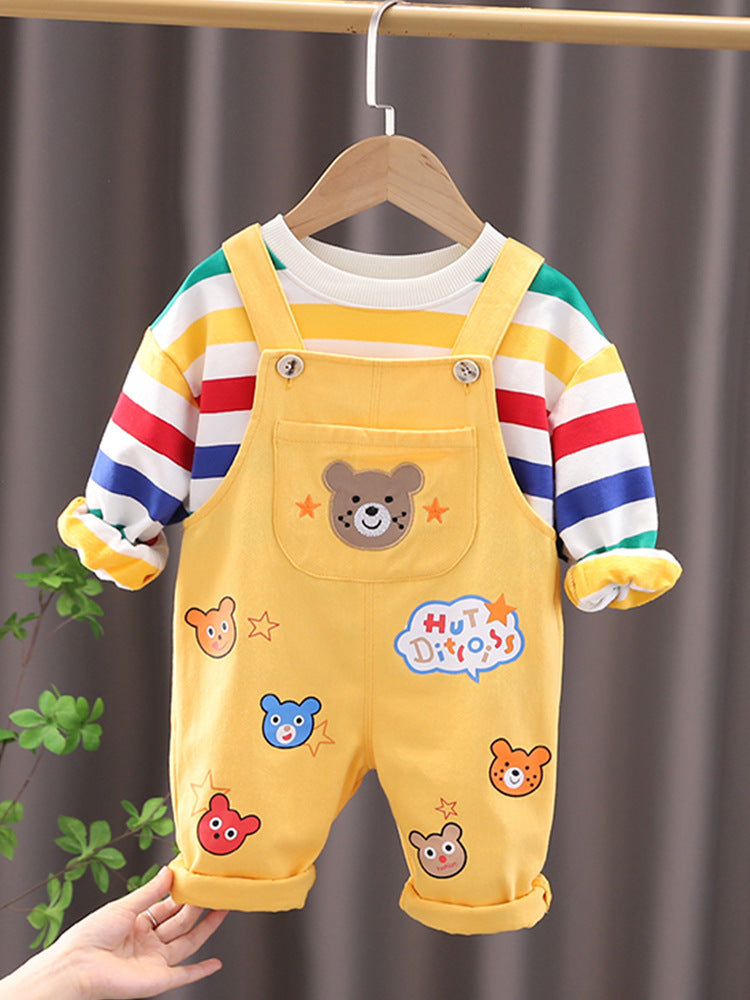 Boys’ Plaid Shirt & Overalls Set