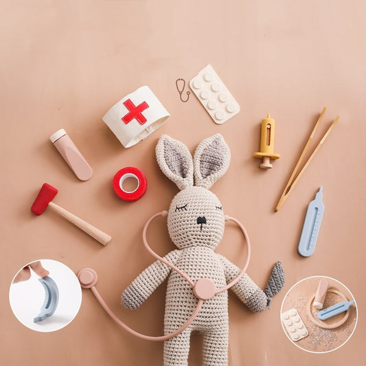 Kids Wooden Doctor Play Set with Stethoscope