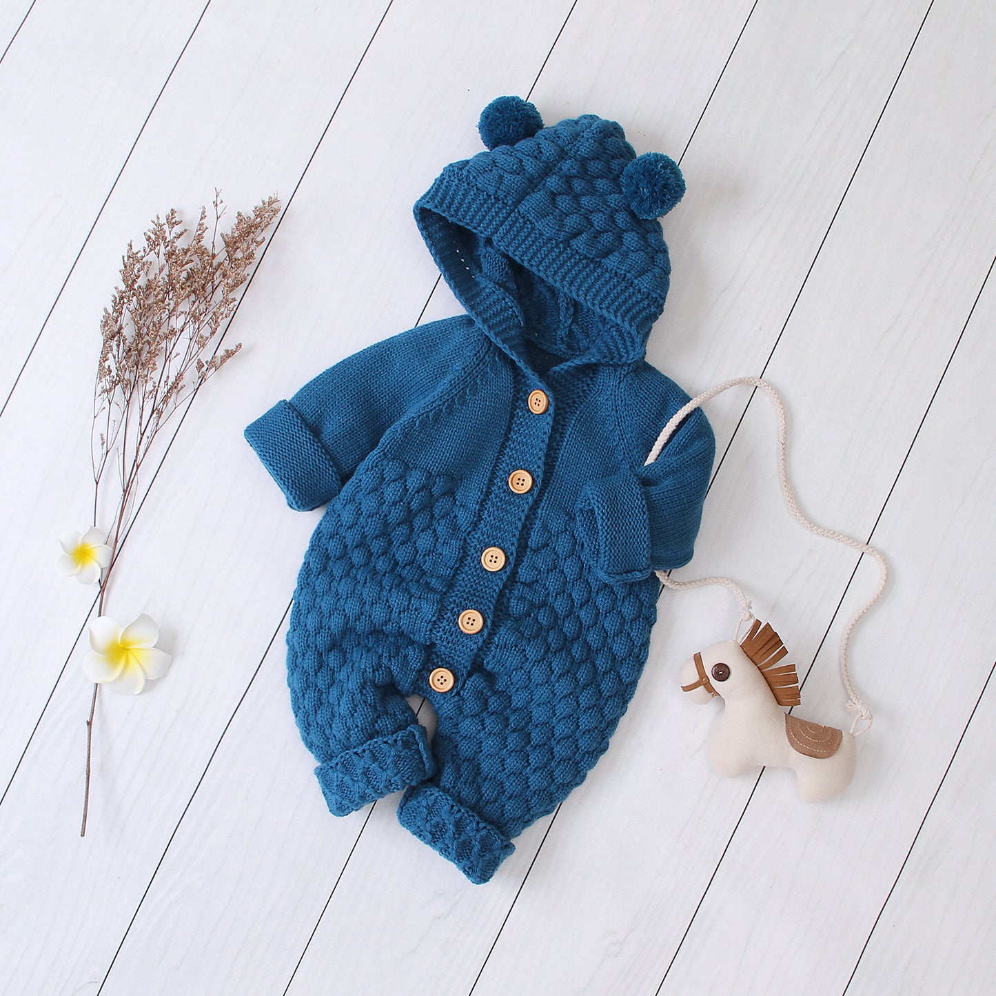 Baby Hooded Knitted Jumpsuit