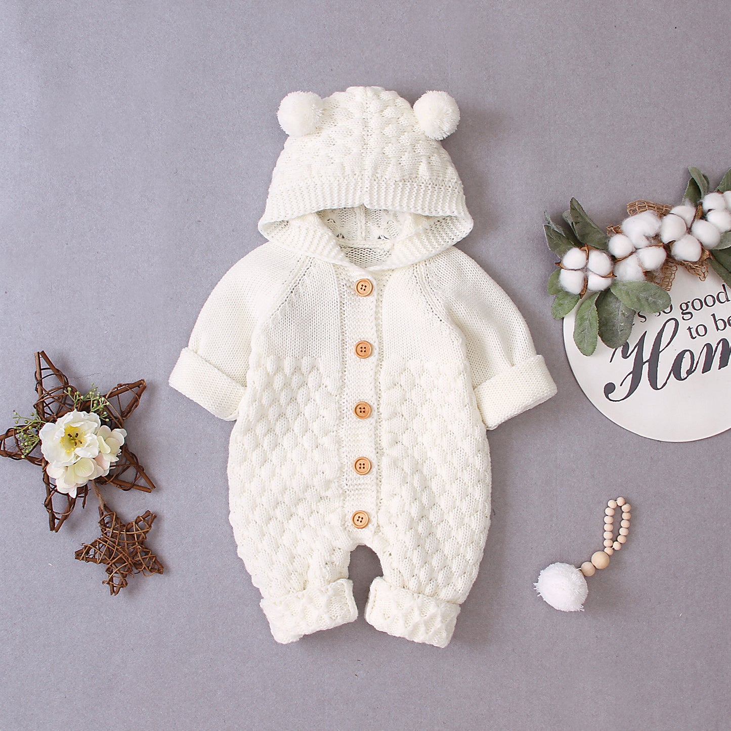 Baby Hooded Knitted Jumpsuit