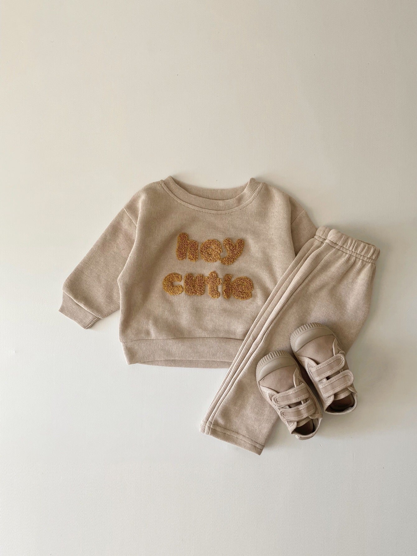 Alphabet Embroidery Baby Two-Piece Set (Blouse & Pants)