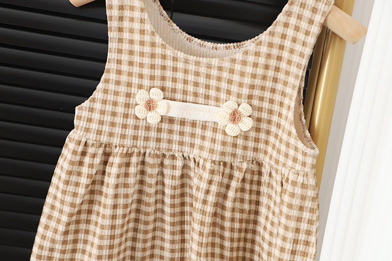 Baby Girl Plaid Dress with Long Sleeves