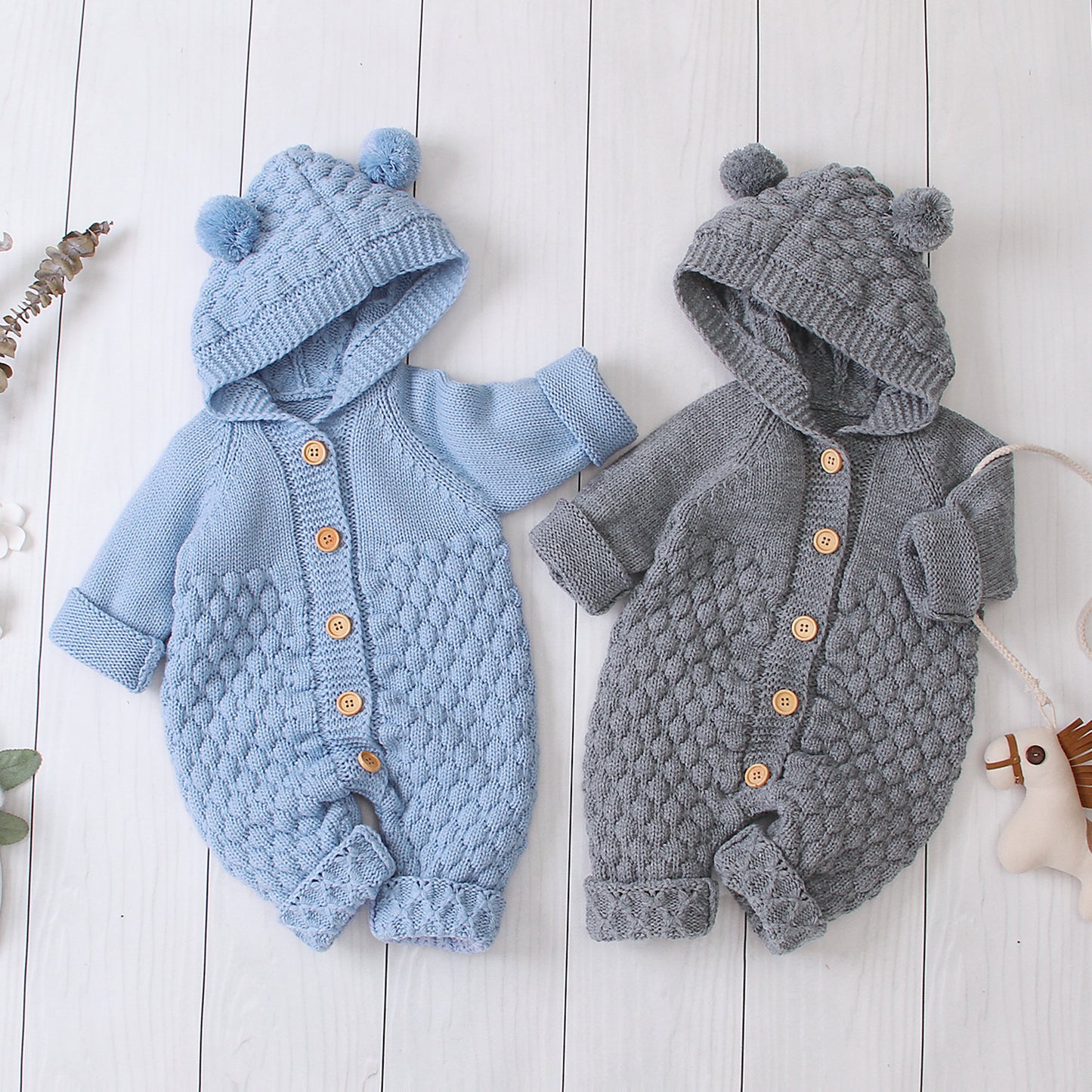 Baby Hooded Knitted Jumpsuit