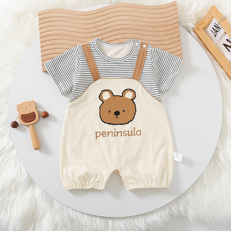 Cartoon Bear Baby Short Sleeve Romper