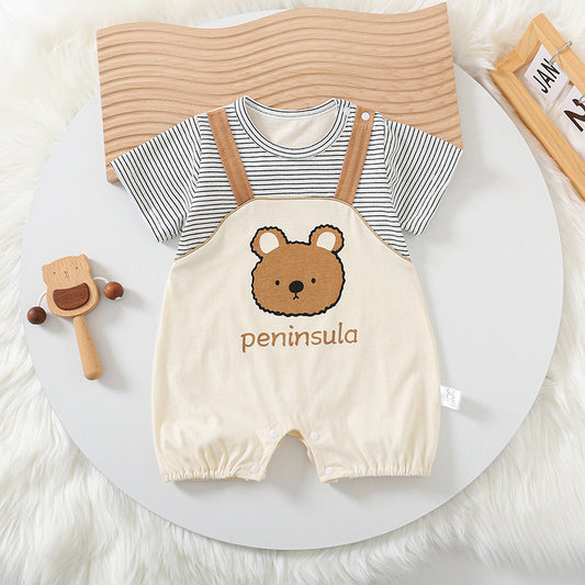 Cartoon Bear Baby Short Sleeve Romper