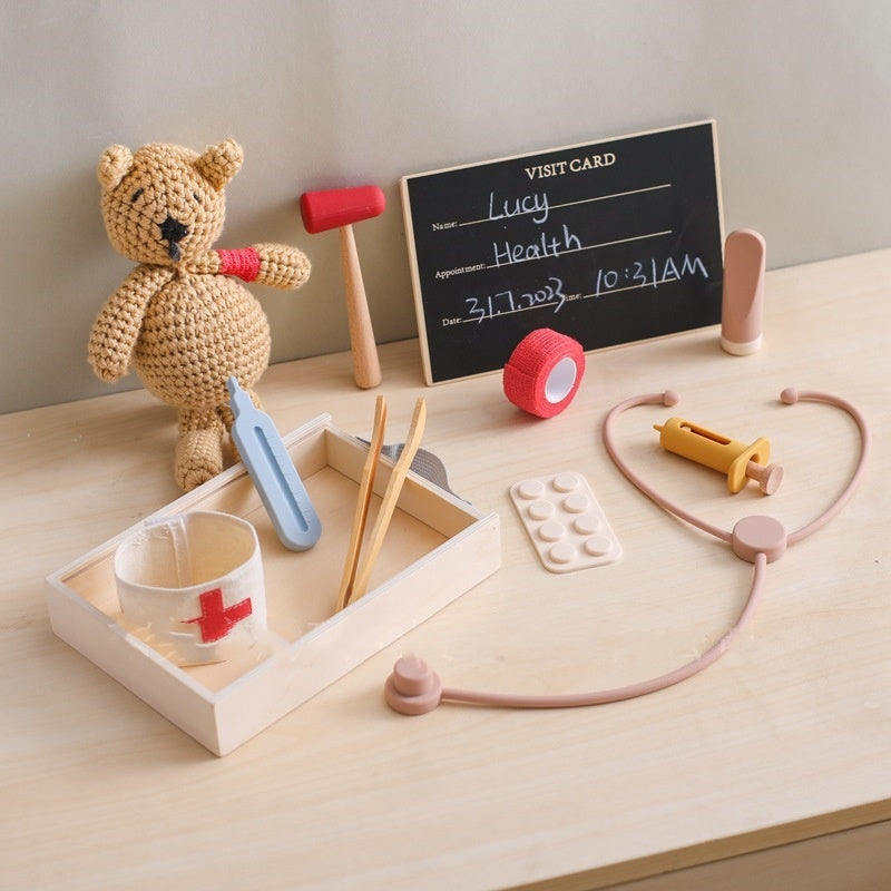 Kids Wooden Doctor Play Set with Stethoscope