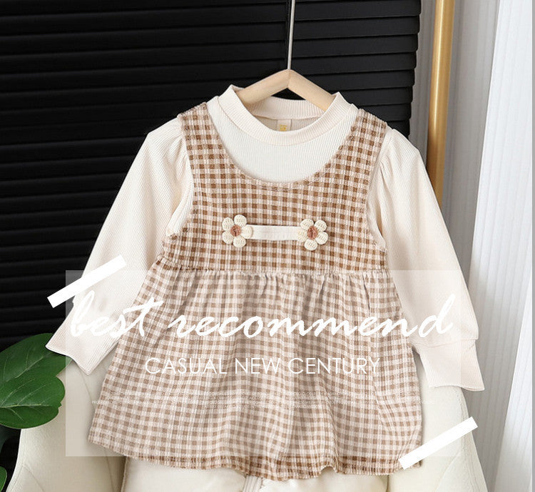 Baby Girl Plaid Dress with Long Sleeves