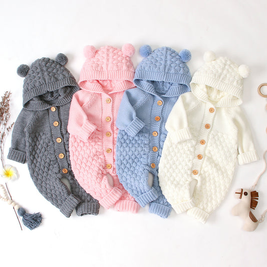 Baby Hooded Knitted Jumpsuit