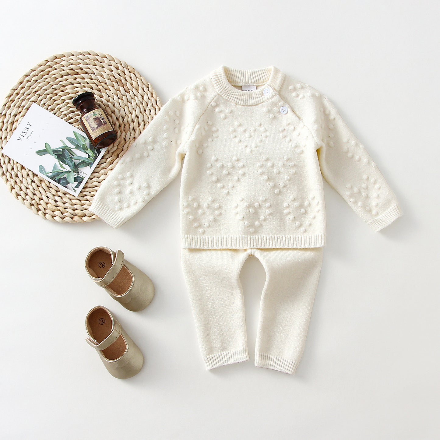 Knitted Love Baby Girl Sweater & Pants Set
