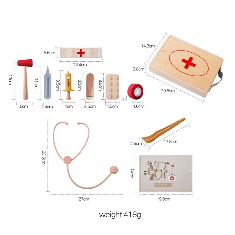 Kids Wooden Doctor Play Set with Stethoscope