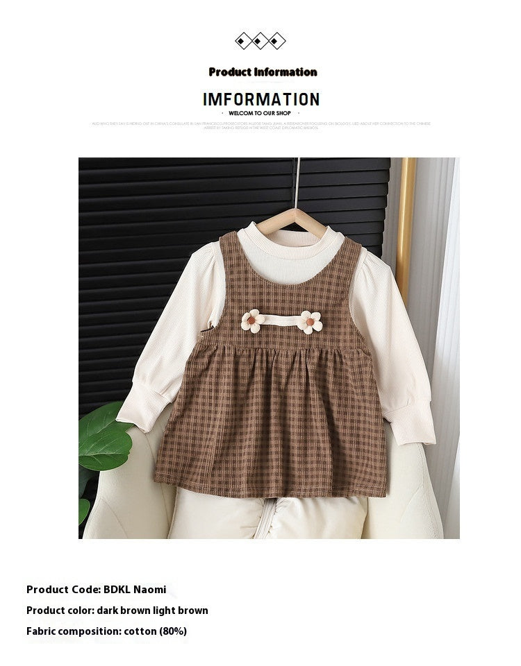 Baby Girl Plaid Dress with Long Sleeves
