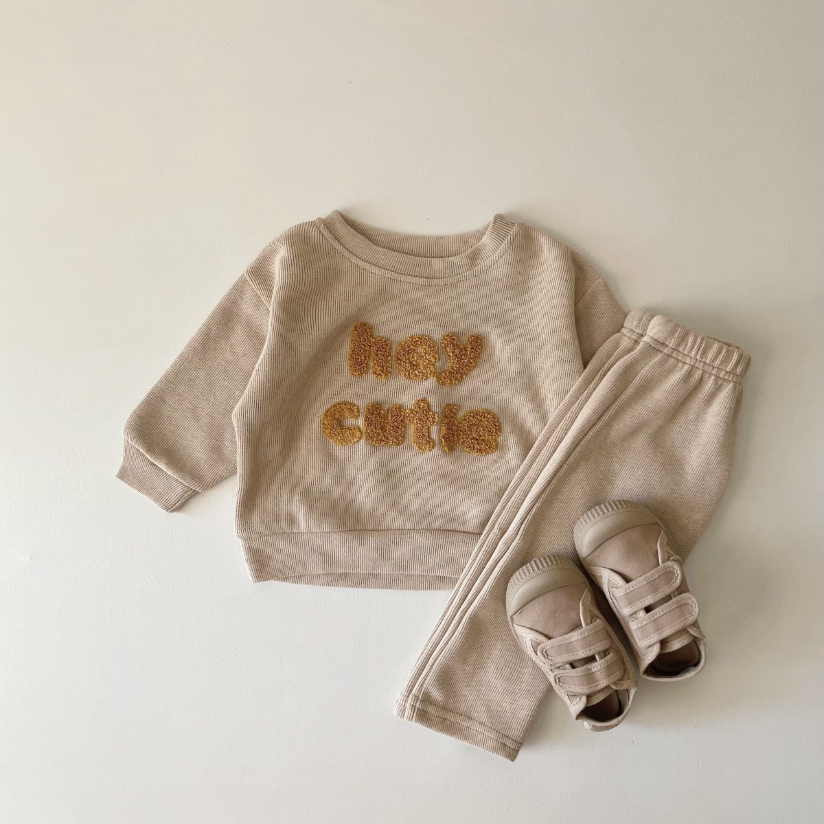 Alphabet Embroidery Baby Two-Piece Set (Blouse & Pants)
