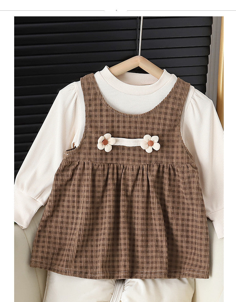 Baby Girl Plaid Dress with Long Sleeves