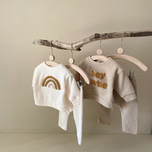 Alphabet Embroidery Baby Two-Piece Set (Blouse & Pants)