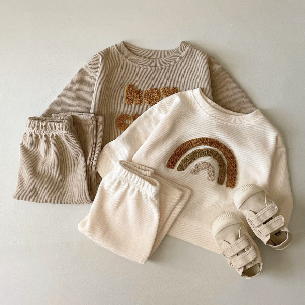 Alphabet Embroidery Baby Two-Piece Set (Blouse & Pants)